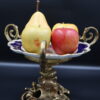 Coalport fruit plate and brass gilted stand