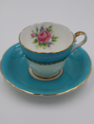 Aynsley Porcelain Blue floral cup and saucer