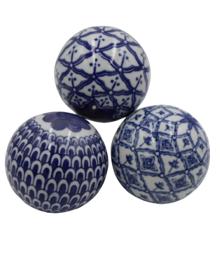 Set of 3 Decorative Ceramic Balls