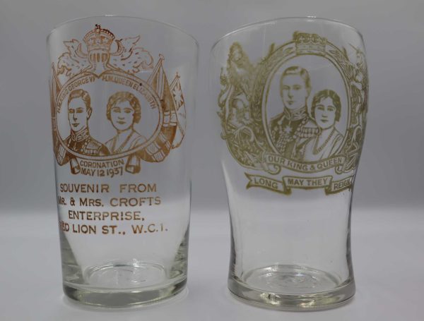 Coronation set of half pint glasses 1937