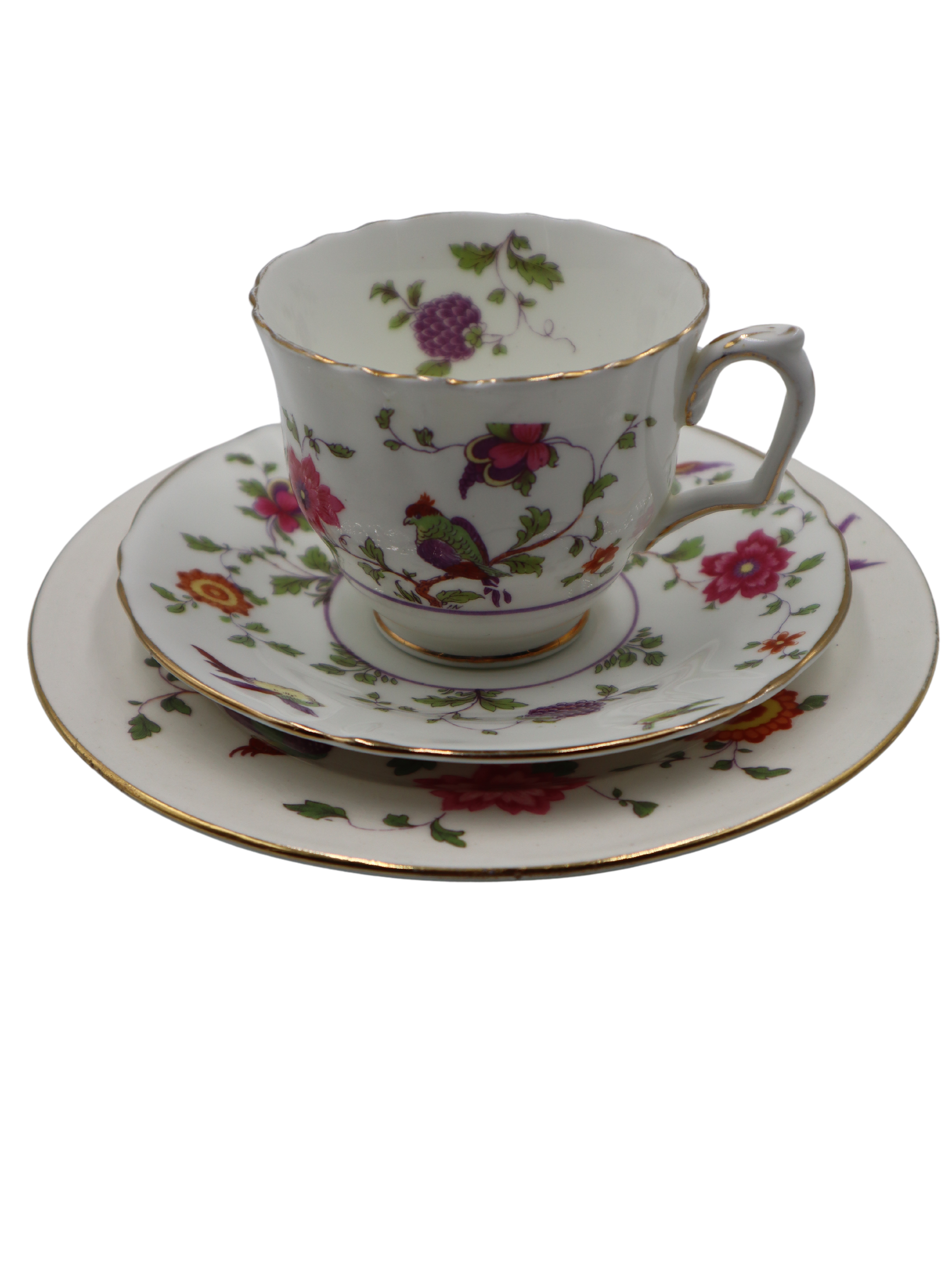 Crown Stafforshire teacup saucer plate trio